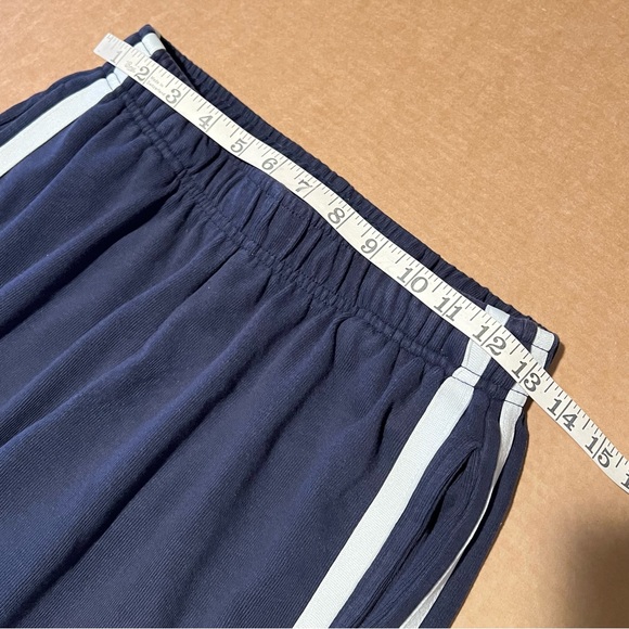 Commense Utility cargo stripe Sweatpants wide leg, navy blue, pull up pants sz M - Picture 7 of 11